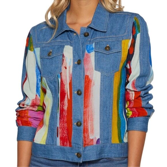 Claire Desjardins Denim Colorful Abstract Jacket - Picture 1 of 8